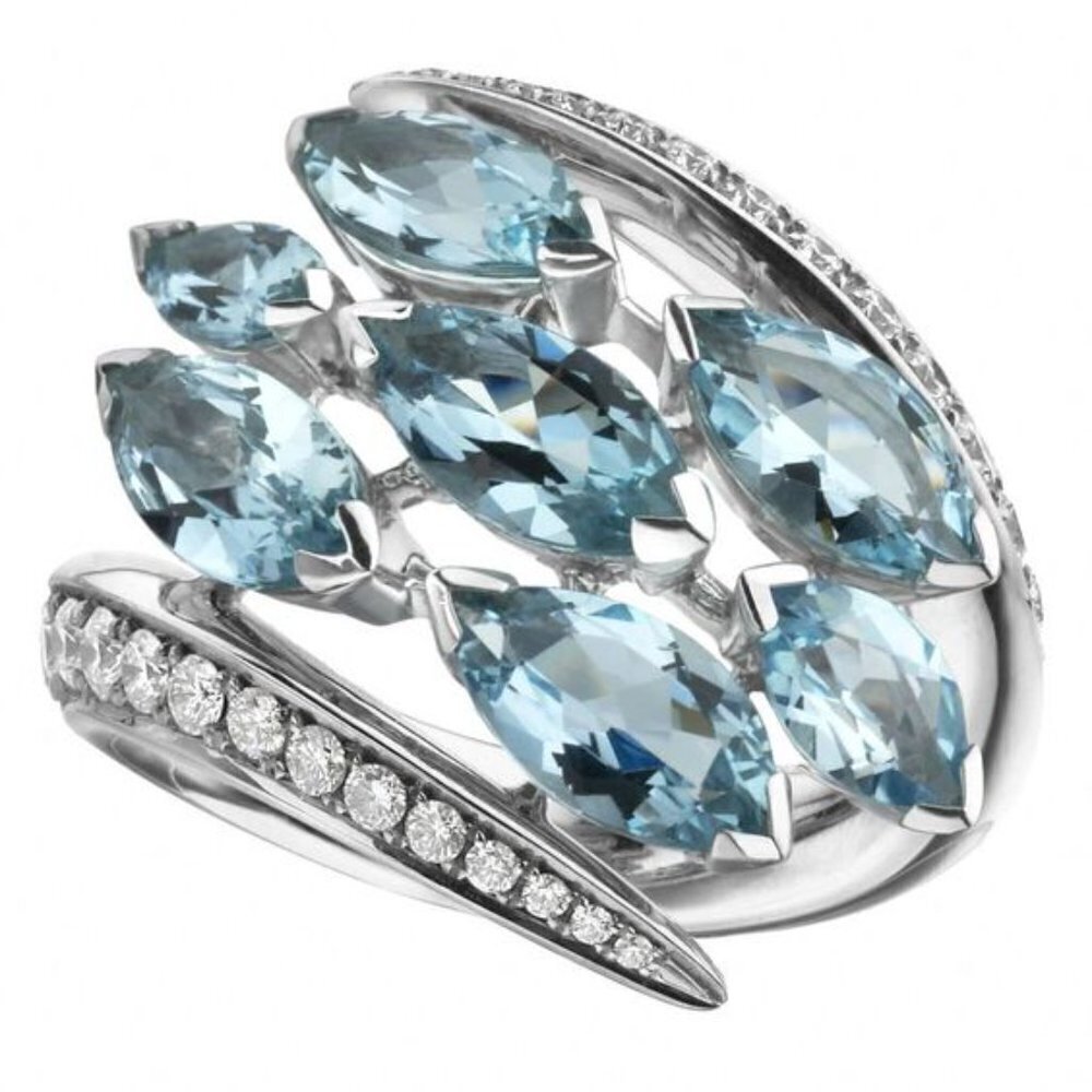 Many Beautiful Unique Marquis Gems Bright Light Blue Ring for Women, INDN8565
